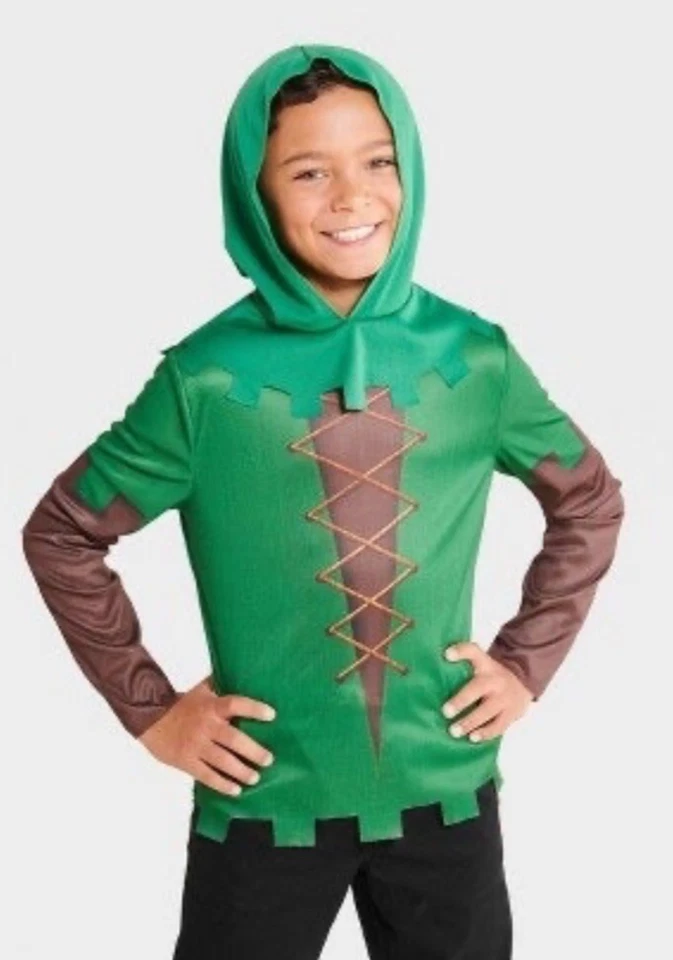 Target Hyde and Eek Forest Hunter Costume Boys Size M Green Hooded Outfit