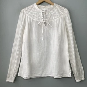 Old Navy top contadino trasparente vestibilità perfetta taglia L bianco rinascimentale boho romantico - Foto 1 di 9
