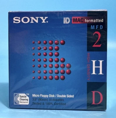 Caja Disquetes Sony 3.5" Alta Densidad Doble Cara 10MFD-2HD Apple Mac SELLADOS Foto 1 de 3