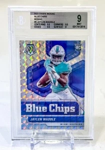 2021 Panini Mosaic Blue Chips Jaylen Waddle RC - BGS 9 - Miami Dolphins POP 1 - Picture 1 of 2