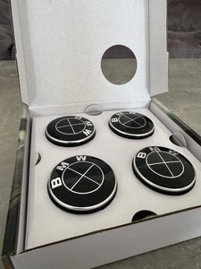 BMW Floating Centre Caps 56mm Set Of 4 Self Levelling Black Brand New With Box - Picture 1 of 6