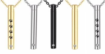 Trauerschmuck Tierurne Gedenkurne Anhänger Kette Asche Fell Haare Edelstahl Stab - Bild 1 von 2