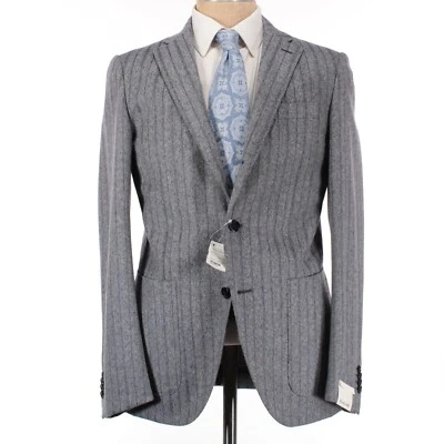 Caruso NWOT 100% Wool Suit Size 50R US 40 Blues/Black/Light Gray Melange Stripes - Image 1 of 4