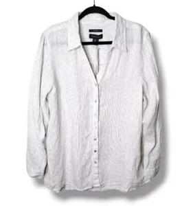 Tahari Linen Button Down Shirt Womens Size 1X Comfort Summer Classic NWT - Picture 1 of 8