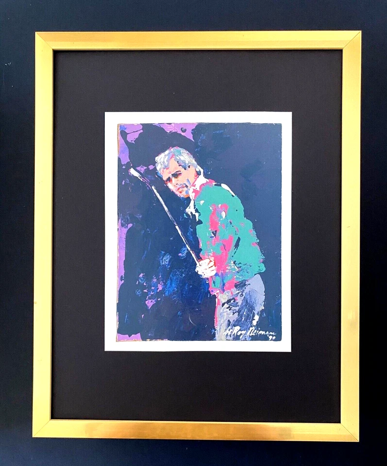 LEROY NEIMAN + GOLF + AÑOS 90 + IMPRESIÓN FIRMADA ENMARCADA 14X11 pulgadas Foto 1 de 3