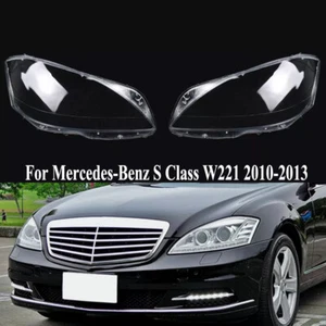 For 2010 2011 2012 2013 Benz S Class W221 Pair Transparent Headlight Cover Lens - Picture 1 of 6