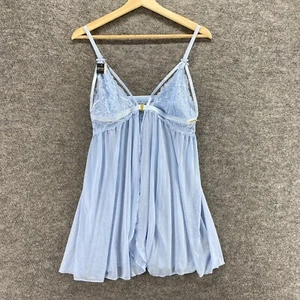 New Unbranded Night Gown Women S Small Blue Lace Floral Babydoll Set Soft Cup - Picture 1 of 11