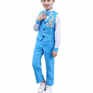 Boys Dance Outfits Disco Modern Ballroom Performance Suit Shirt Vest Pants Set