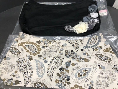 2 saias Thirty One bolsa preto branco flores e cinza floral paisley nova aberta Pkg - Imagem 1 de 4