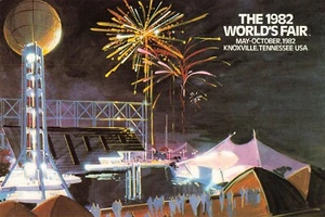 World's Fair 1982 Knoxville TN Fireworks over River Souvenir Vintage Postcard  - Picture 1 of 2