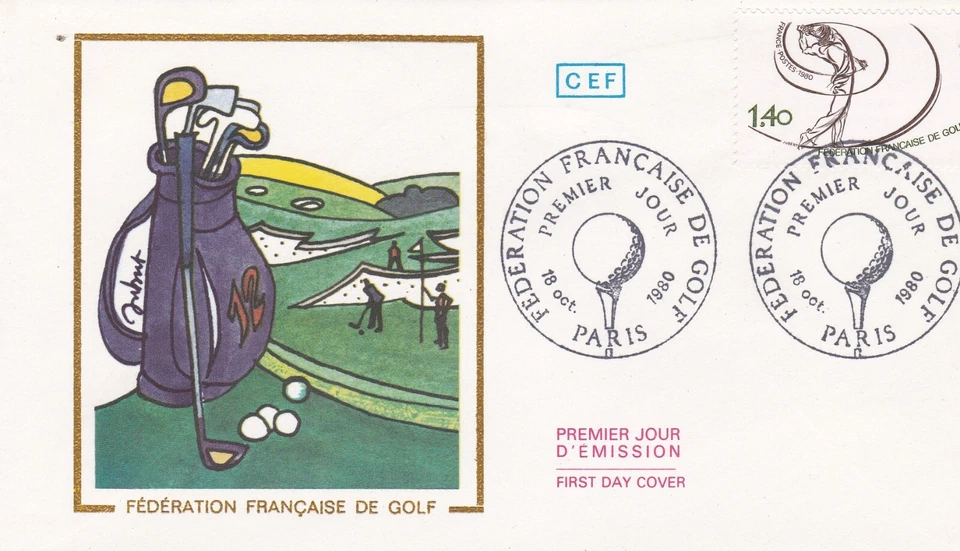 France 1980 FDC Federation Francaise - Golf yt - Image 1 of 1