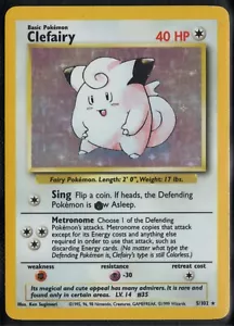 Pokemon Clefairy 5/102 Base Set Holofoil BLACK INK DOT Misprint Moderate Play - Picture 1 of 2
