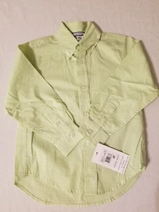 NWT Hartstrings Boys Button Down Shirt Size 4T Green White Check L/S Kids Spring - Picture 1 of 10