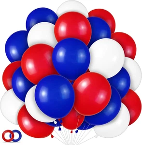 Red White and Blue Latex Balloons 100 Pack for 4th of July Decorations Independe - Picture 1 of 8