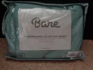 Bare Home sandgewaschene Bettdecke Komplettset Salbei grün/grau Premium Mikrofaser Neu - Bild 1 von 3