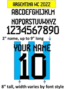 Argentina 2022 CUP World IRON ON heat press transfer numbers soccer jersey - Picture 1 of 6