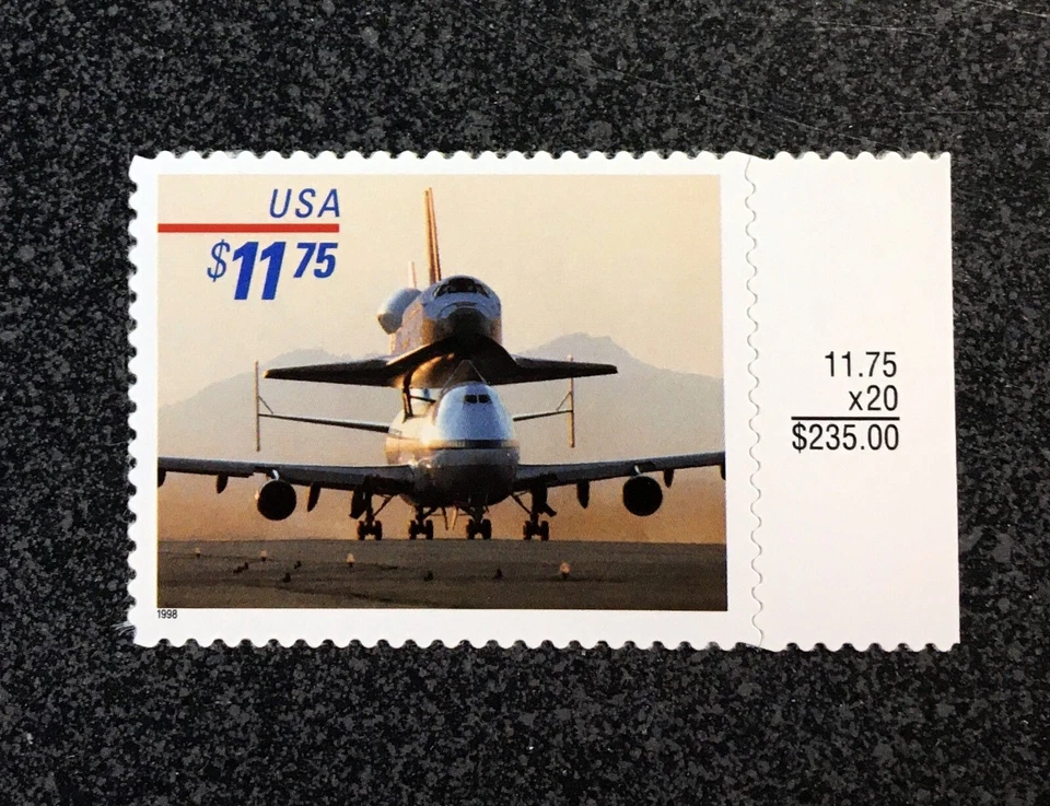 1998USA #3262 $11.75 Piggyback Space Shuttle - Price Selvage Single - Express - Image 1 of 1