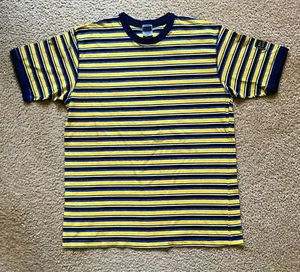 VINTAGE Nautica T Shirt Mens XL Yellow Navy Blue Striped Baggy 90s Hip Hop Tee - Picture 1 of 5