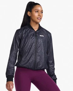 New 2XU Women's Motion Bomber Jacket Monogram BAM/WHT Large - Water Resistant - Foto 1 di 10