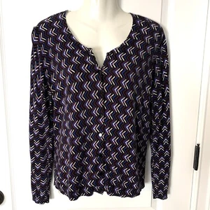 Talbots Strickjacke Pullover Damen L Petite Stretch Knopfleiste Geometrisch Weich Strick - Bild 1 von 6