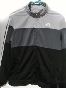 adidas Boys Grey and Black Jacket With Zipper Size XL Youth 18-20 - Picture 1 of 4