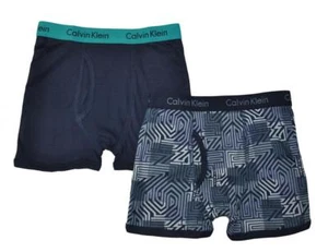 Paquete de 2 calzoncillos boxer Calvin Klein para niños azul marino y verde azulado talla 4/5 6/7 8/10 12/14 16/18 - Imagen 1 de 1