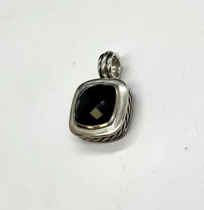 Sterling Silver David Yurman Albion Collection Black Onyx 15mm Enhancer Pendant - Picture 1 of 8