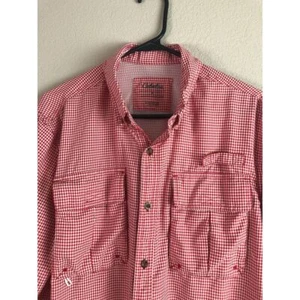 Cabelas Lightweight Wicking Shirt Mens M Red Gingham Check Stretch Outdoor - Picture 1 of 4