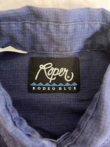 Camisa Para Hombres Vintage Años 90 Roper Rodeo Azul Rayas Color Tiras Botón Occidental talla L - Imagen 1 de 8
