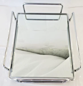 Stainless Steel Rails Rectangle Modernist Vanity Mirror Tray 10.25" X 8.25" - Picture 1 of 24