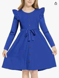 Arshiner Girls 6-7Yrs Long Sleeve Dress Casual Fall Dress A Line - Picture 1 of 8