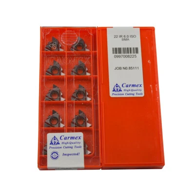 Carmex 22IR 6.0ISO BMA Internal thread Threaded blade carbide inserts 10pcs - Image 1 of 3
