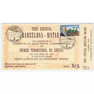 ESPAÑA BILLETE TREN ESPECIAL 125 AÑOS FERROCARRIL BARCELONA-MATARO 1974 - Imagen 1 de 1