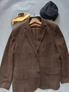 Men's Hanayome Brown 3 Peice Suit W/ Newsboy Cap And Silk Bowtie - Picture 1 of 9