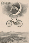 Croissant vélo femme dans la lune abaisse vélo à la foule 1896 annonce imprimée antique
