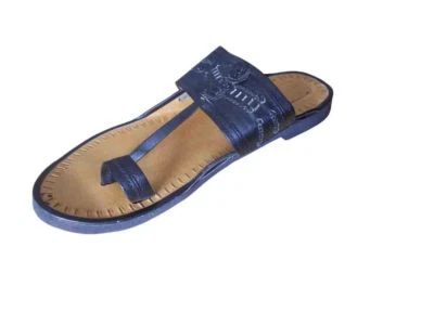 Men Slippers Indian Casual Leather Flip-Flops Black SlipOns Foot ware US 6-9 - Image 1 of 4