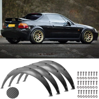 4x 4.5" Carbon Fender Flare Wheel Arches Extra Wide Body For Honda Civic del Sol - Image 1 of 4