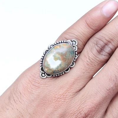 Rainforest Jasper Gemstone Handmade Silver Jewelry  "7" - Image 1 of 4