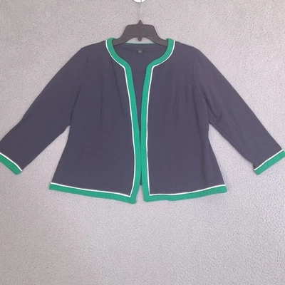 Chaqueta Cárdigan Jill Wearever Mujer Mediana Azul Marino Verde Borde Frente Abierto Foto 1 de 4