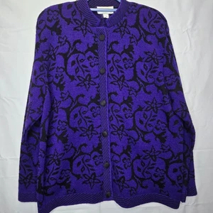 Cárdigan Floral Púrpura Vintage Sophisticates Pendleton Lana EE. UU. Mujer Talla XL - Imagen 1 de 11