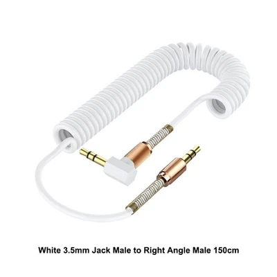 3.5mm Stereo Jack Right Angled Male to Male Coiled Aux Headphone Audio Cable - Image 1 of 4