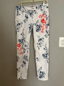 Code Bleu Women’s Bright Multicolor Floral Print Jeans Size 8 - Picture 1 of 5
