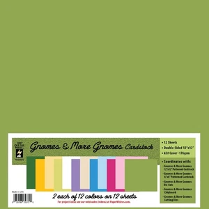 Gnomes 12x12 Solid Cardstock 12 Double-sided Sheets Color Block Multi-Color - Picture 1 of 2