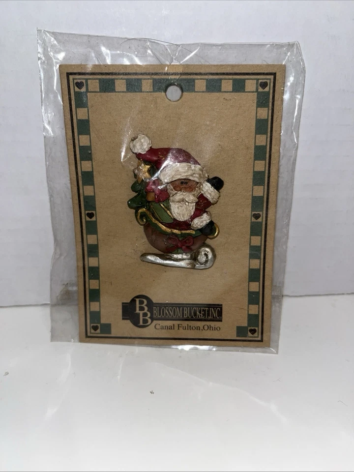 Prendedor de Papá Noel vintage, decoración primitiva por flor cubo resina, envuelto ~ Navidad Foto 1 de 1