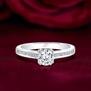 Gold Wedding 14K White Ring 1.20 Ct IGI Lab Grown Round Cut Diamond Size 6 7 8 - Picture 1 of 13