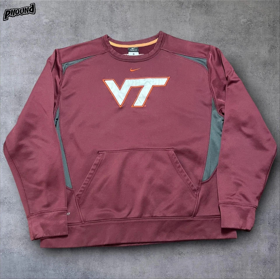 Virginia Tech Hokies Sweatshirt Mens Medium Maroon NCAA College Nike Therma-Fit - Image 1 of 4