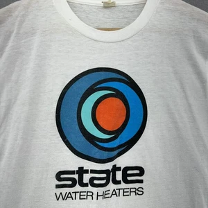 VTG 80s State Water Heaters SINGLE STITCH T Shirt Mens L (medium) USA White - Picture 1 of 8