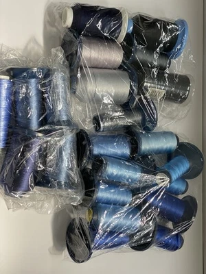 Robison-Anton Misc Rayon Embroidery Thread Partial 22 Cones LOT Blue Black Grey - Image 1 of 4