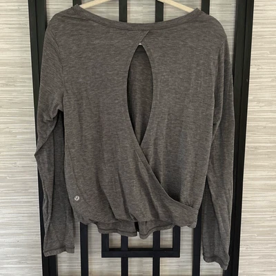 Lululemon heather Gray lightweight long sleeve T-shirt with open back size S - Image 1 of 4