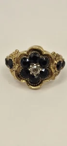 Antiker Ring Diamant & Schwarzer Bergkristall Georgianisch Gold datiert 1829 - Bild 1 von 10